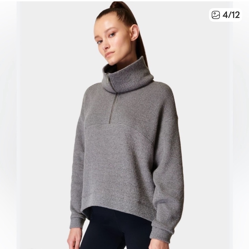 Sweaty Betty Charcoal Restful Half Zip Sweater